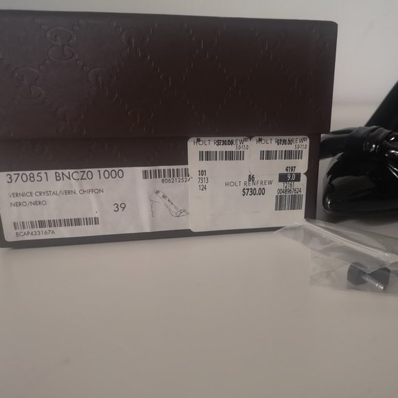 Gucci Leather Vernice Crystal Black Heels - Picture 6 of 6